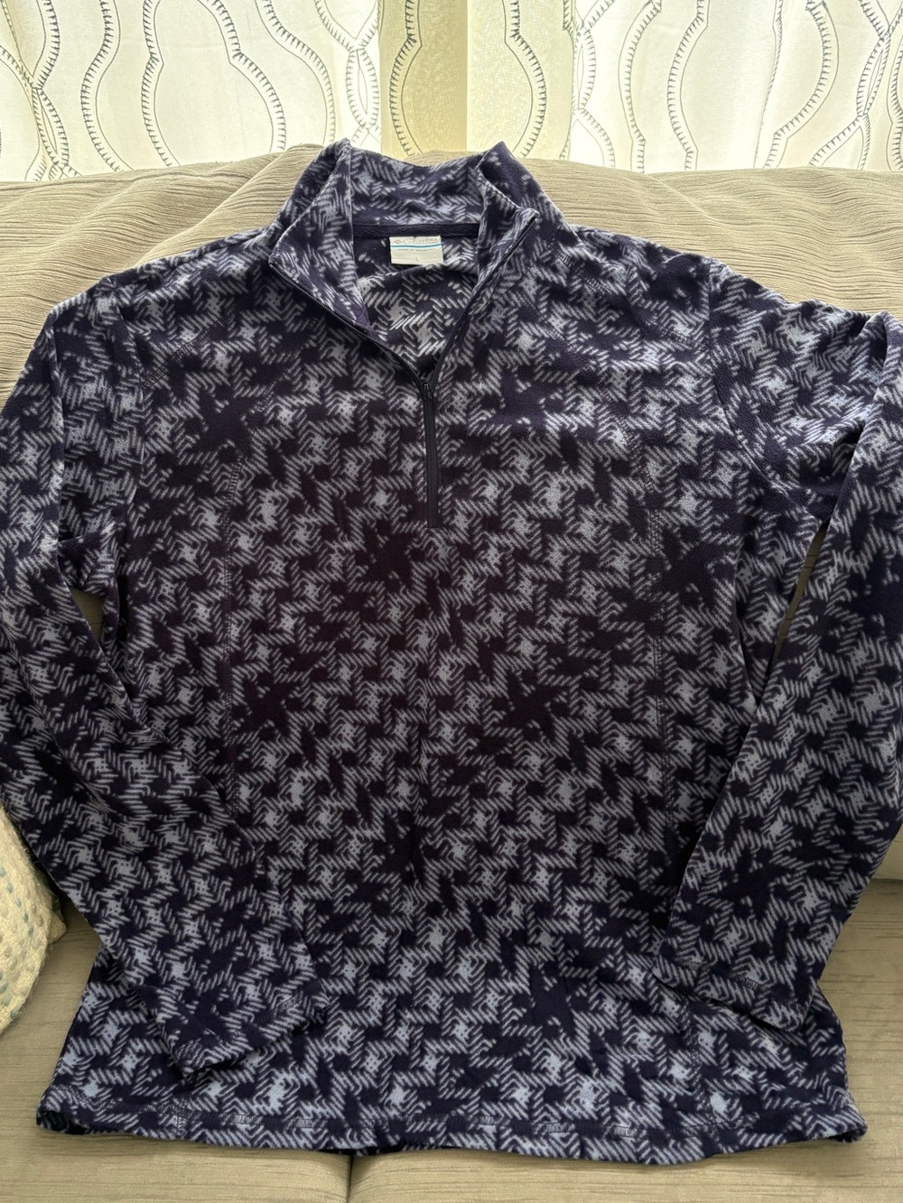 Columbia Navy & Light Gray Patterned Half-Zip Pullover